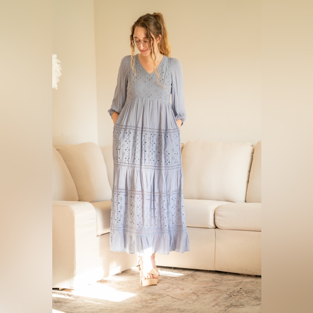 Piper and Scoot Tasha Lace Dress Misty Blue